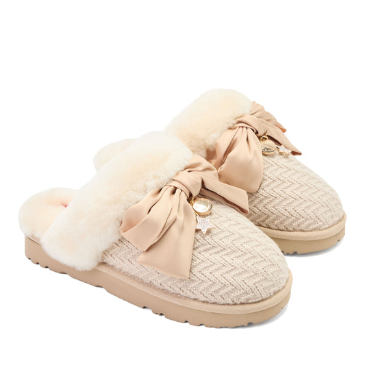 Daniella Karagach’s Women's Fireside Knit Shearling Scuff - US 1991