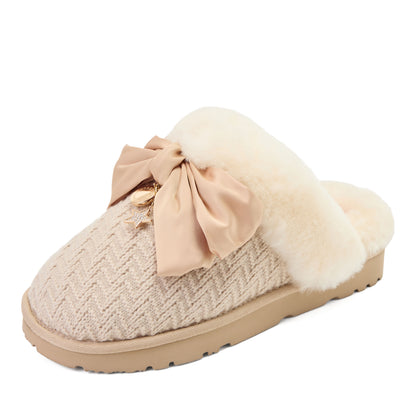 Daniella Karagach’s Women's Fireside Knit Shearling Scuff - US 1991