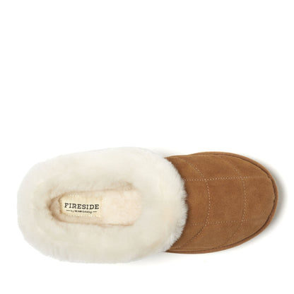 Women's Fireside by Dearfoams Bendigo Genuine Shearling Quilted Platform Clog - US 5086