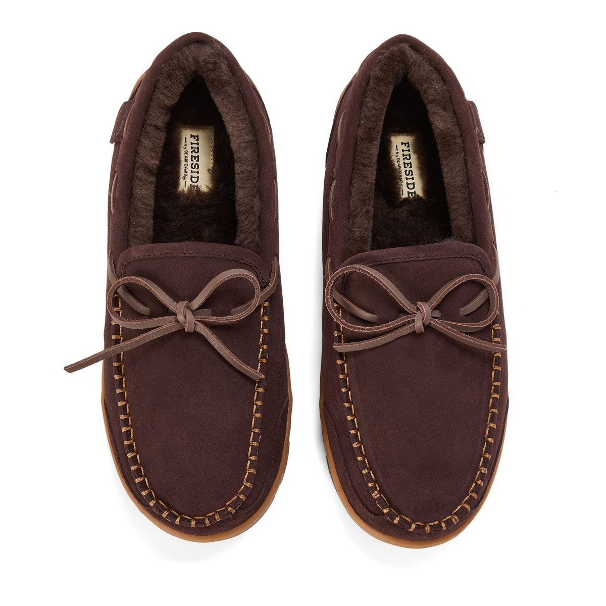 Men's Fireside by Dearfoams Forster Genuine Shearling Moc With Stitching - US 8555