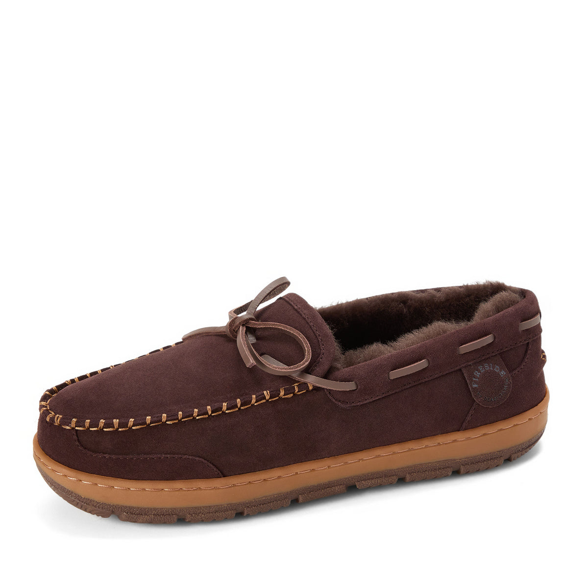 Men's Fireside by Dearfoams Forster Genuine Shearling Moc With Stitching - US 8555