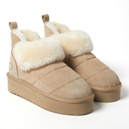 Women's Bayswater Genuine Shearling Quilted Platform Bootie - US 6899
