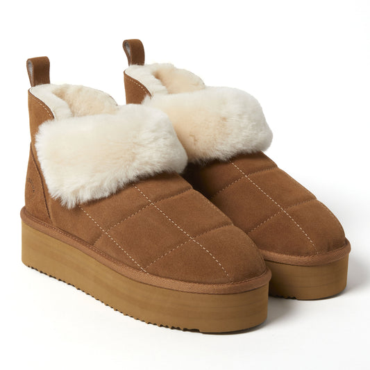 Women's Bayswater Genuine Shearling Quilted Platform Bootie - US 7374