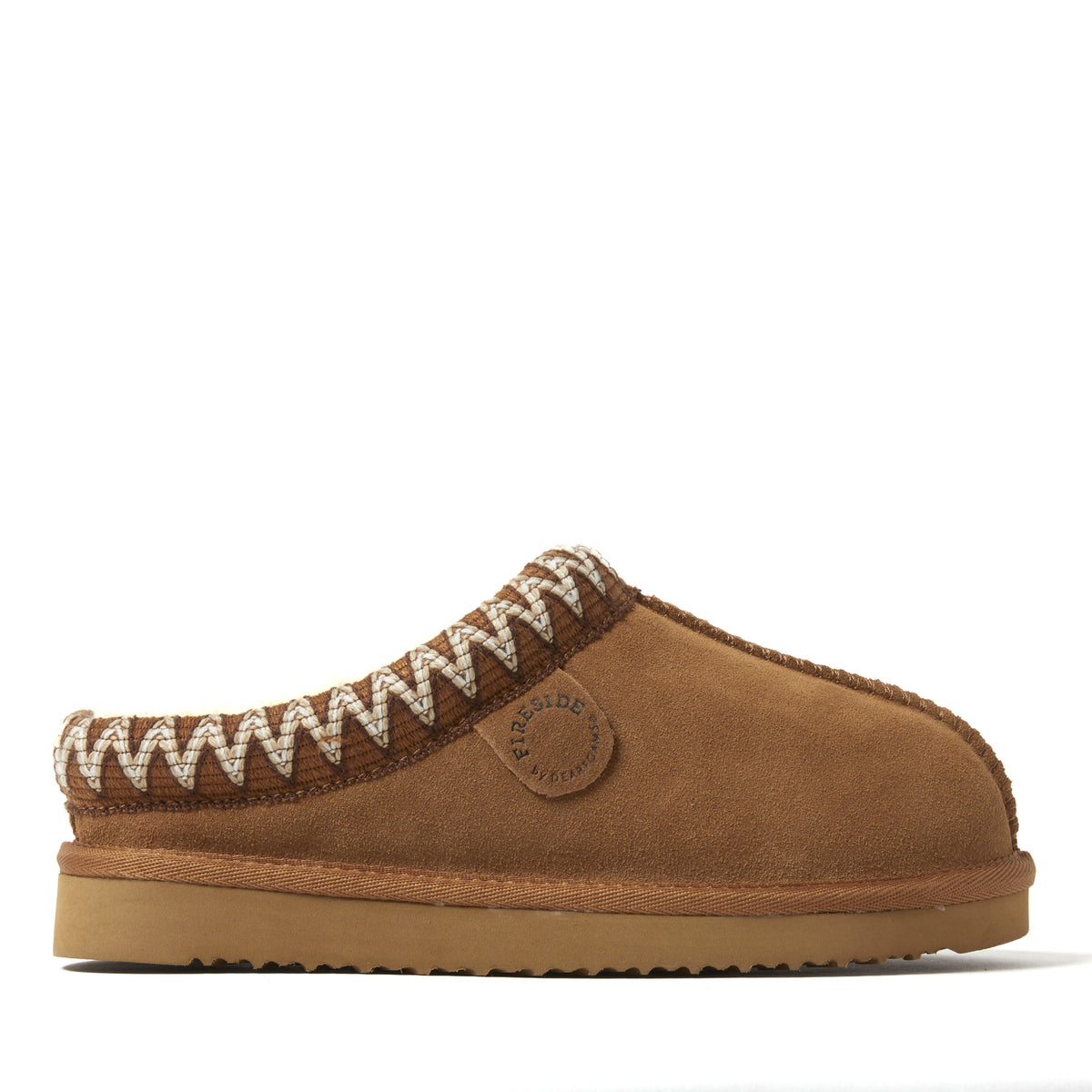 Women's Fireside by Dearfoams Greta Genuine Shearling Clog With Taping - Water Resistant - US 1432