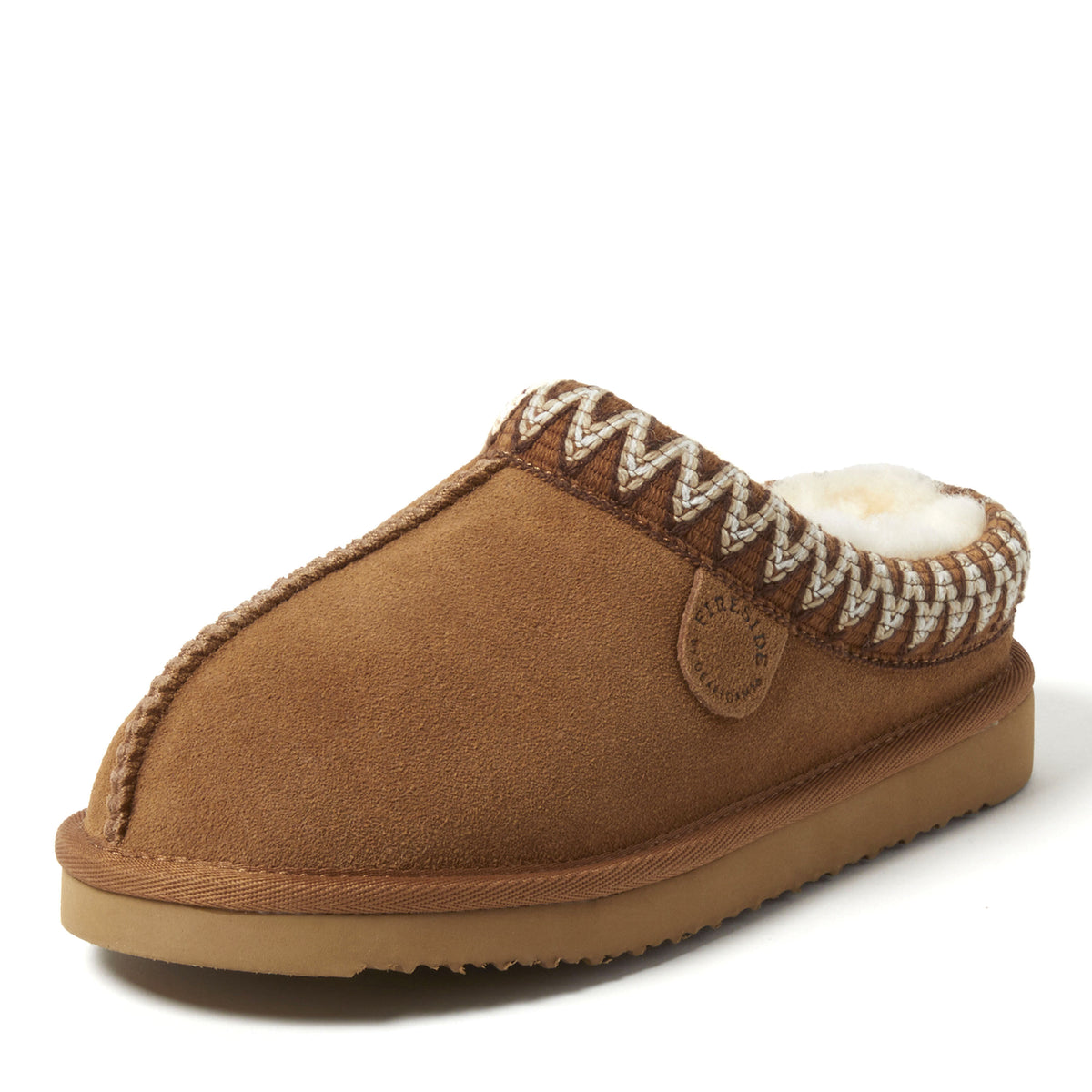 Women's Fireside by Dearfoams Greta Genuine Shearling Clog With Taping - Water Resistant - US 1432