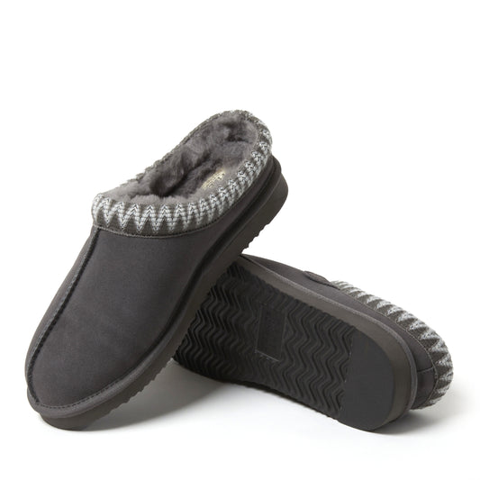 Men's Fireside by Dearfoams Grafton Genuine Shearling Clog With Taping - Water Resistant - US 8878