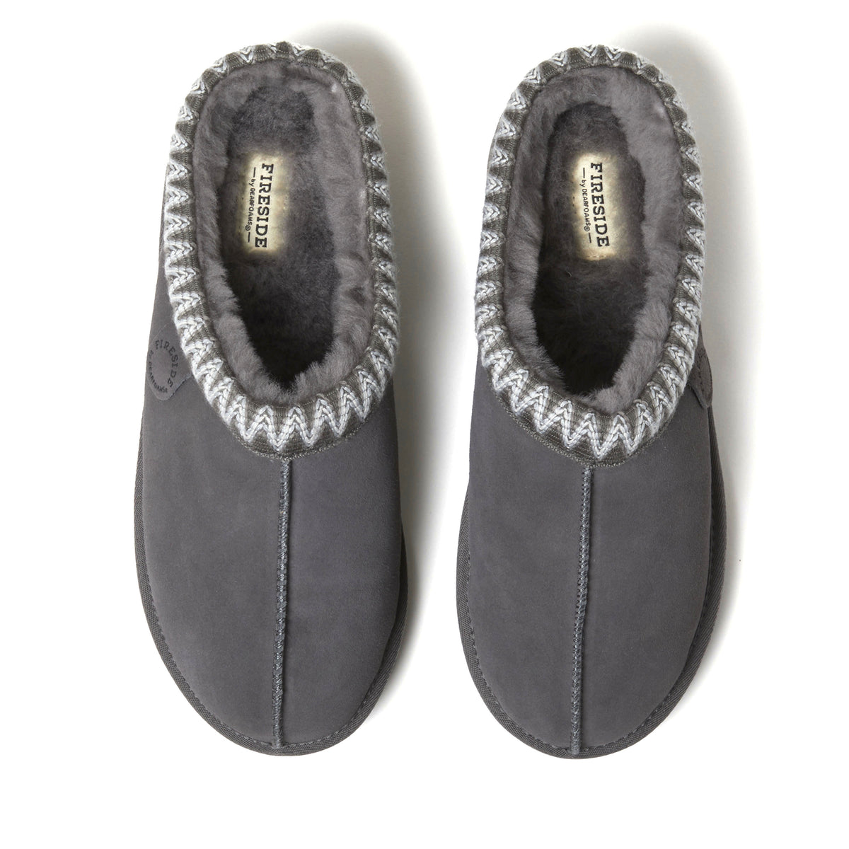 Men's Fireside by Dearfoams Grafton Genuine Shearling Clog With Taping - Water Resistant - US 8878