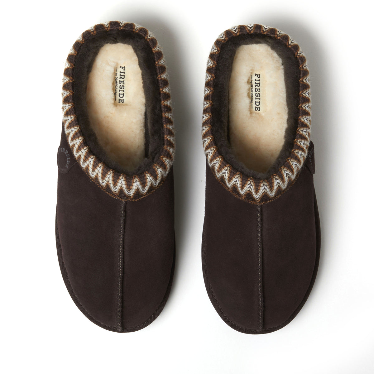 Men's Fireside by Dearfoams Grafton Genuine Shearling Clog With Taping - Water Resistant - US 3578