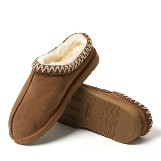 Men's Fireside by Dearfoams Grafton Genuine Shearling Clog With Taping - Water Resistant - US 7003