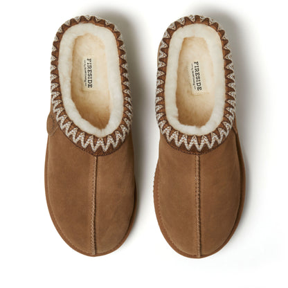 Men's Fireside by Dearfoams Grafton Genuine Shearling Clog With Taping - Water Resistant - US 7347