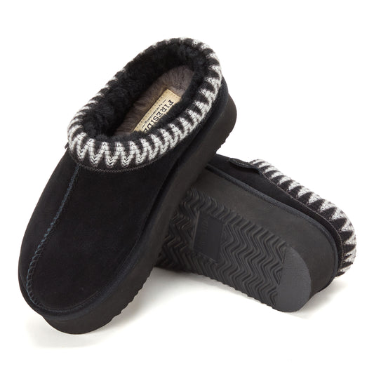 Women's Fireside by Dearfoams Queenstown Genuine Shearling Clog With Taping - US 1327