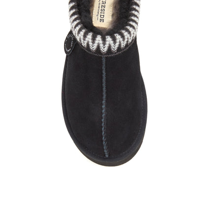 Women's Fireside by Dearfoams Queenstown Genuine Shearling Clog With Taping - US 1327