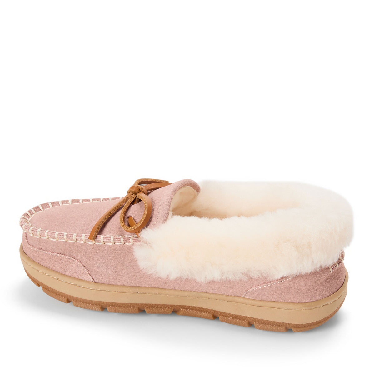 Women's Fireside Gladstone Moccasin Genuine Shearling with Stitching - US 5092