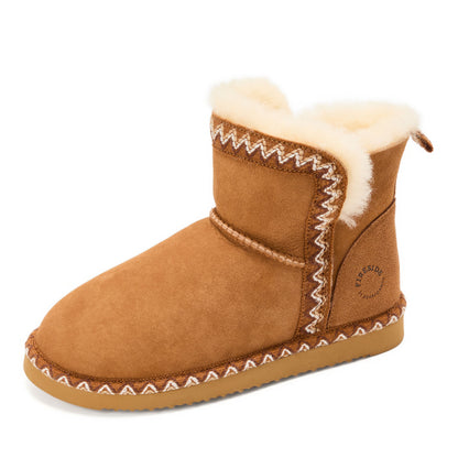 Women's Fireside by Dearfoams Perth Genuine Shearling Fold Down Bootie With Taping - US 0667