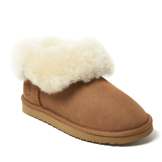 Women's Fireside by Dearfoams Perth Genuine Shearling Foldover Boot Slipper - US 5312