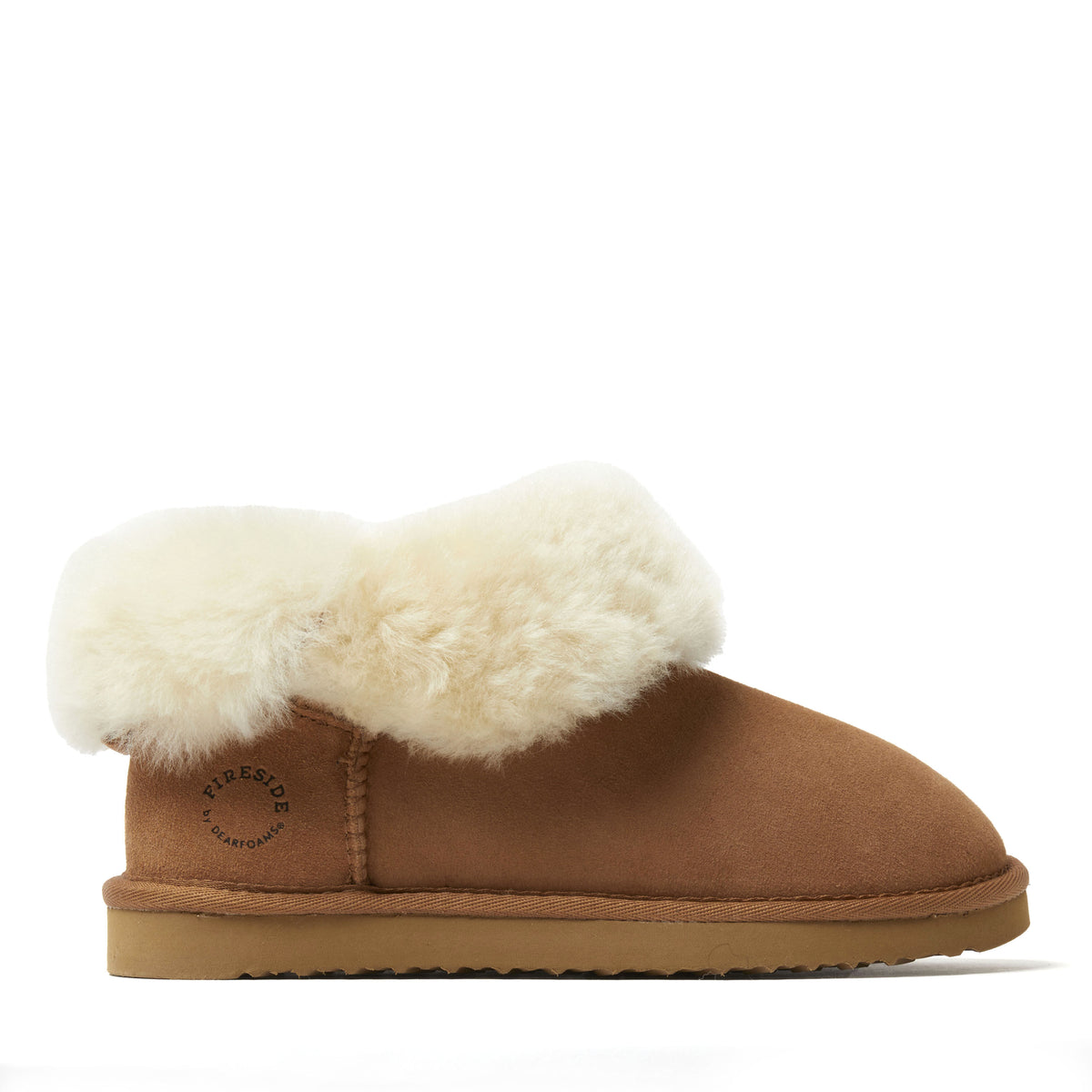 Women's Fireside by Dearfoams Perth Genuine Shearling Foldover Boot Slipper - US 5312
