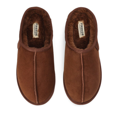 Men's Fireside by Dearfoams Grafton Genuine Shearling Clog Slipper with Woven Accent - US 9857