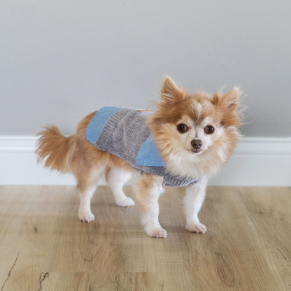 Grey Chenille and Chambray Dog Jacket - US 4146