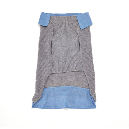 Grey Chenille and Chambray Dog Jacket - US 4146